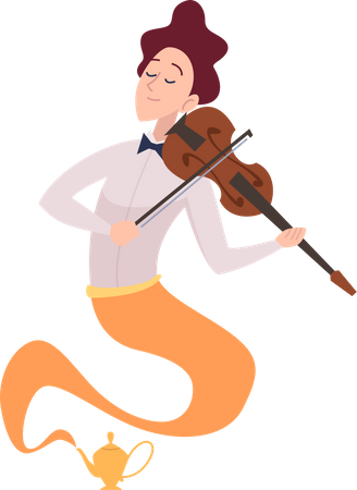 Fairy tale genie playing violin  Illustration