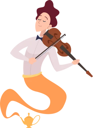 Fairy tale genie playing violin  Illustration