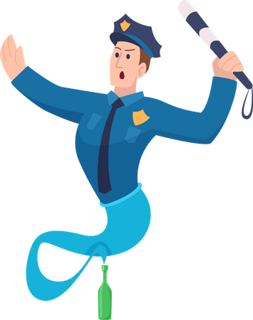 Fairy tale genie policeman  Illustration