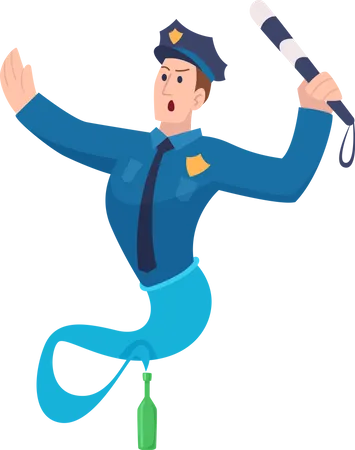 Fairy tale genie policeman  Illustration