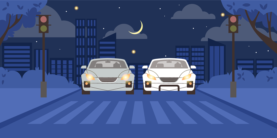 Faixa de pedestres com carros  Ilustração