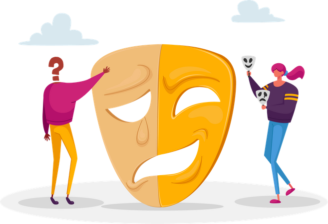 Fake emotion facemask  Illustration