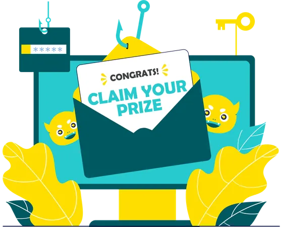 Fake message online claiming prize  Illustration