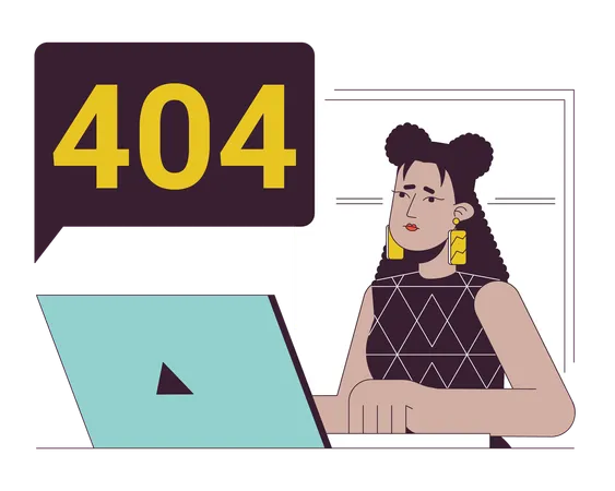 Falha técnica para mensagem flash de erro 404 do trabalhador remoto  Ilustração