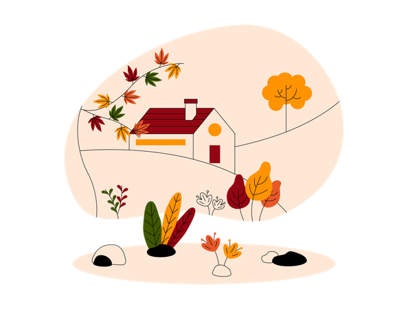 Fall Season House  Illustration