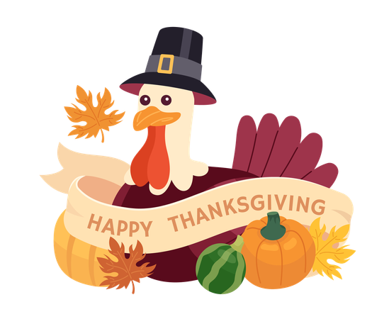 Fall thanksgiving pilgrim turkey  Illustration