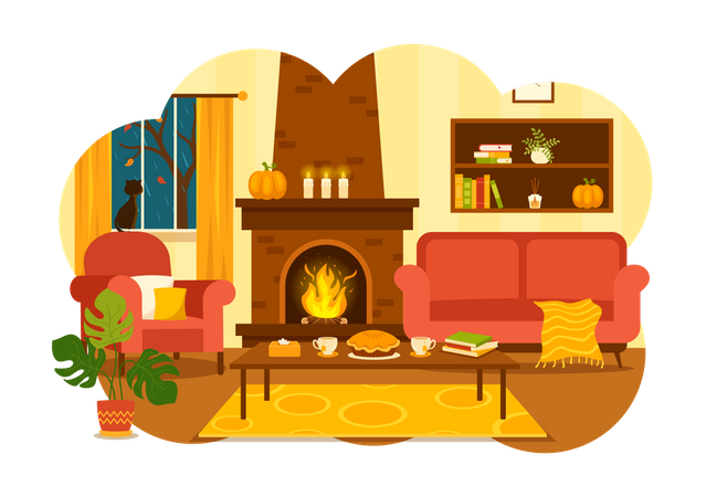 Fall Themed Interior  Illustration