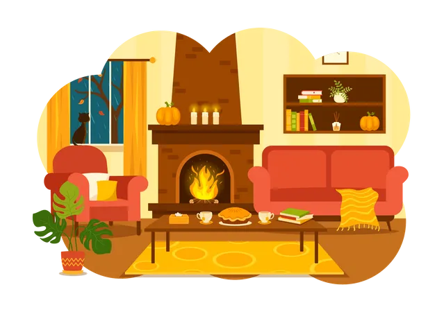 Fall Themed Interior  Illustration