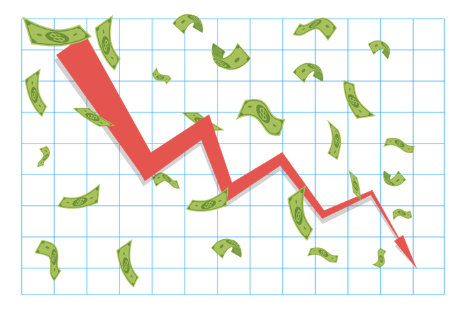 Fallendes Candlestick-Chart zeigt die Finanzkrise  Illustration