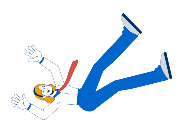 Falling blonde businesswoman with shocked expression  Illustration