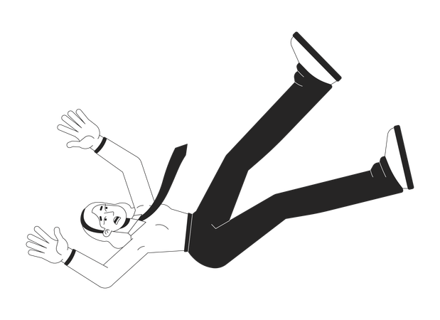 Falling blonde businesswoman with shocked expression  Illustration