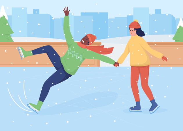 Falling down on skates  일러스트레이션