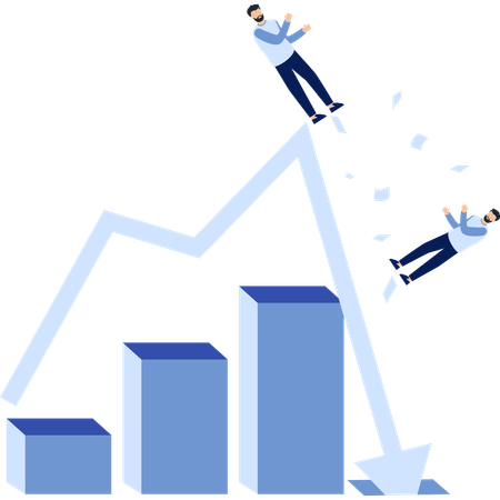Falling Graph with Businessmen Financial Crisis Ecomic Downturn Loss  Illustration