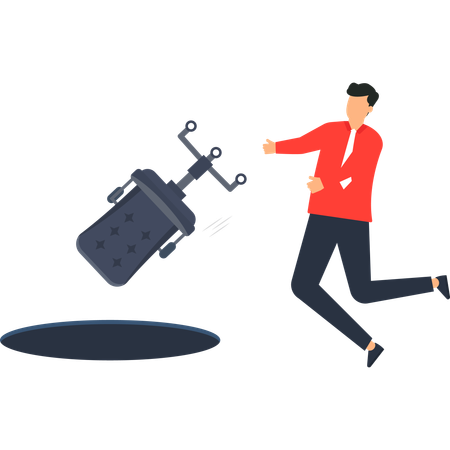 Falling Office Chair and Running Businessman  Illustration