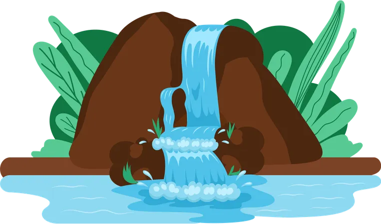 Falling waterfall  Illustration