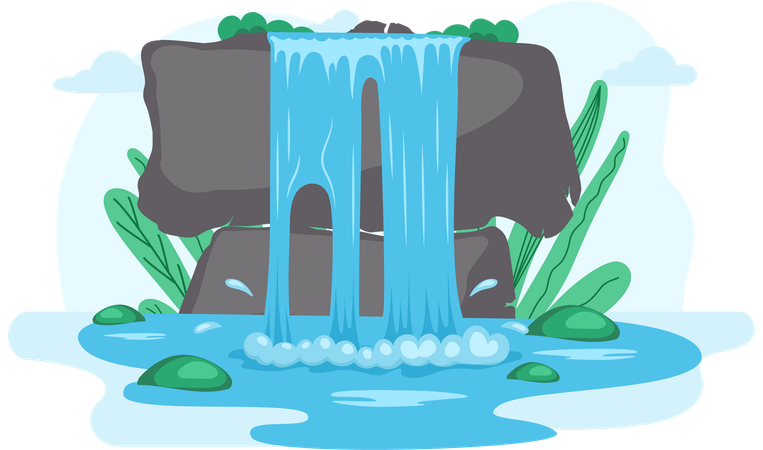 Falling waterfall  Illustration