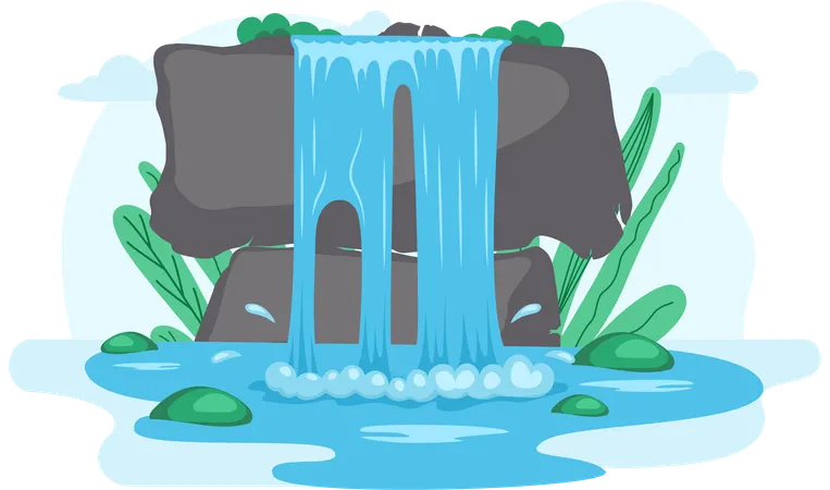 Falling waterfall  Illustration