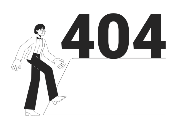 Falta de apoyo en el lugar de trabajo mensaje flash de error 404 en blanco y negro  Illustration