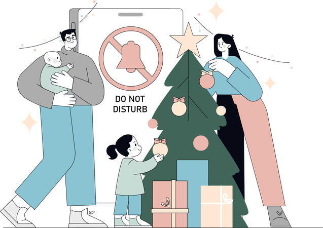 Família aproveitando o festival de natal  Ilustração