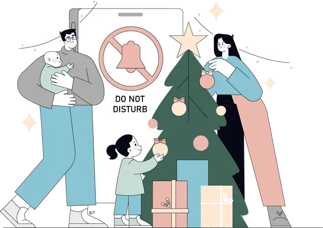 Família aproveitando o festival de natal  Ilustração