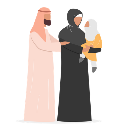 Família árabe passando tempo juntos  Ilustração