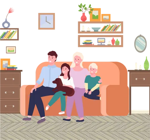 Família assistindo tv  Ilustração