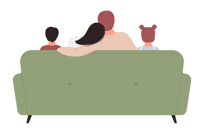 Família assistindo TV juntos  Ilustração