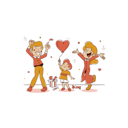 Familia bailando juntos  Ilustración