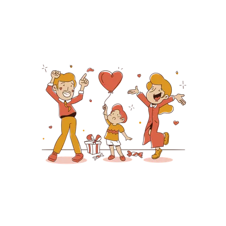 Familia bailando juntos  Ilustración