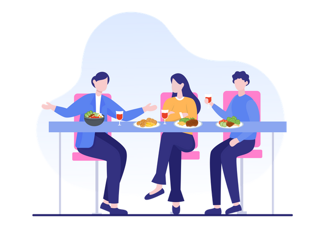 Família comendo comida dietética  Ilustração
