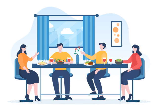 Família comendo comida saudável  Ilustração