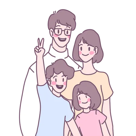 Familia viviendo junta  Ilustración