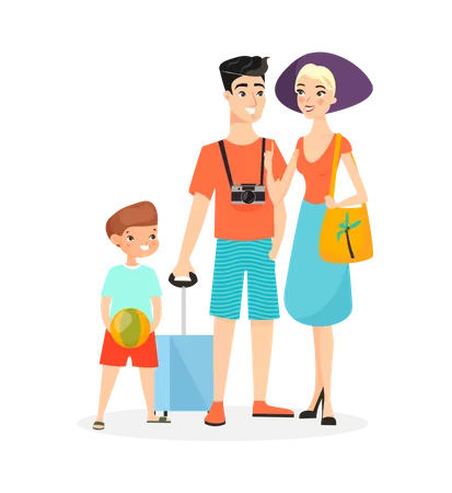 Família em férias  Ilustração