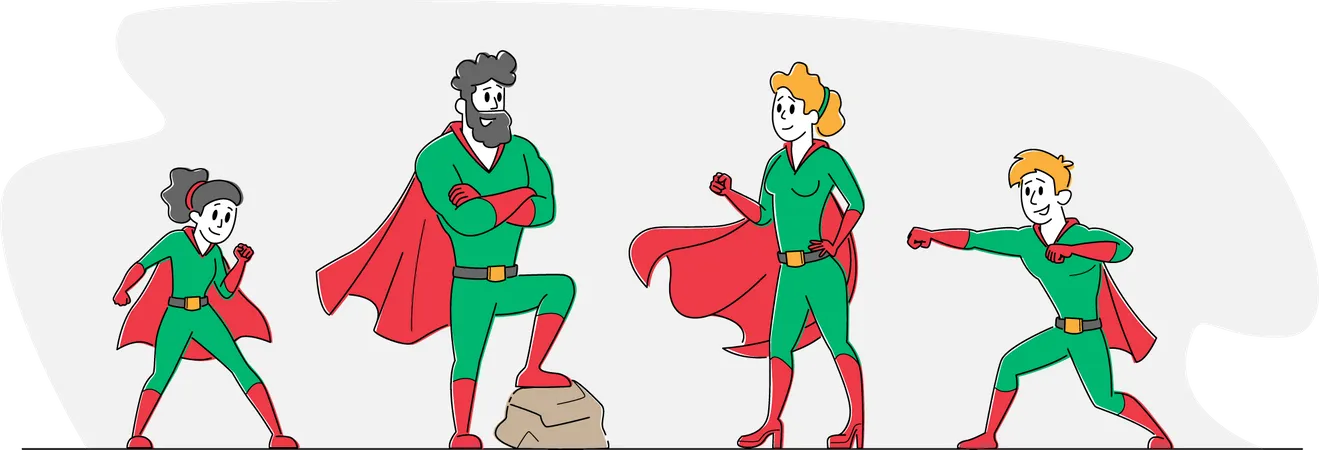Família de super-heróis  Ilustração