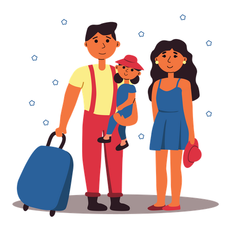 Familia de vacaciones  Ilustración