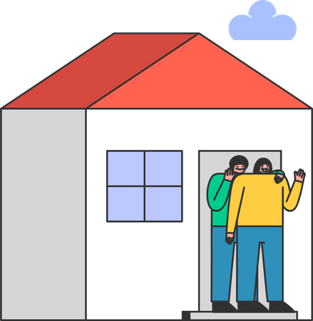 Família em casa  Ilustração