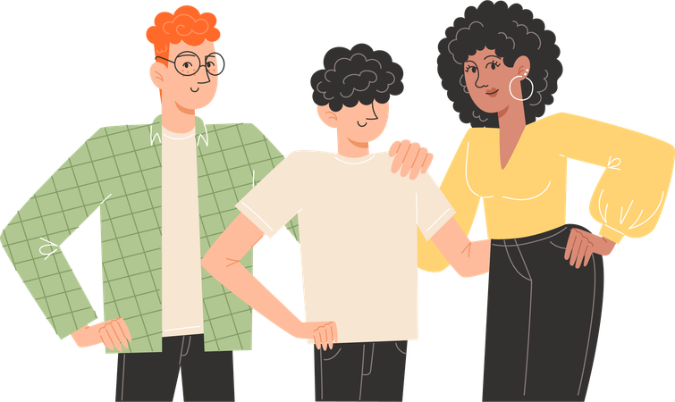 Família em pé um ao lado do outro  Ilustração