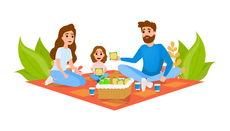Família no piquenique  Ilustração