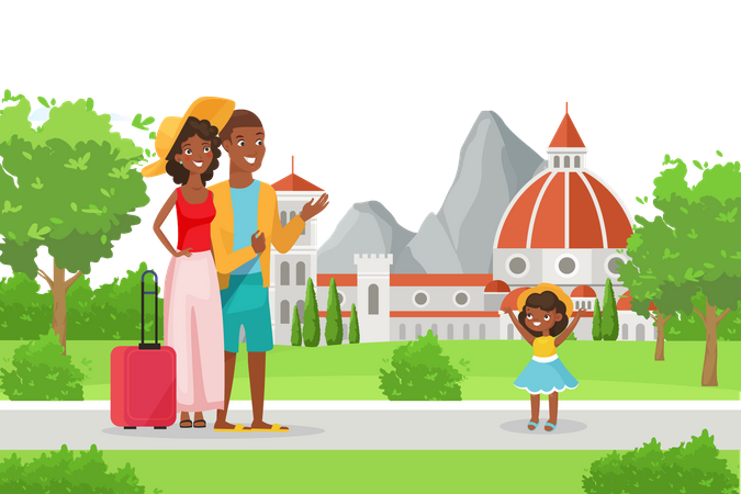 Família em viagem  Ilustração