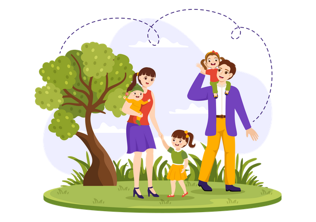 Familia en el parque  Ilustración