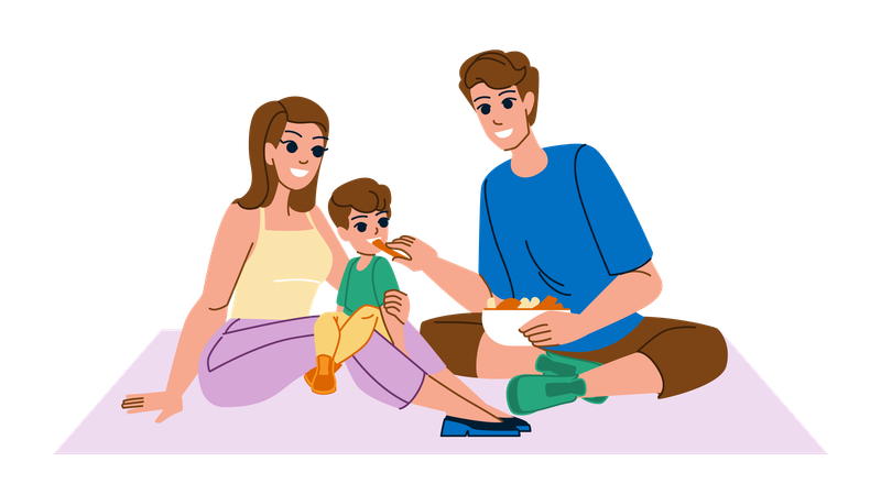 Familia de picnic  Ilustración