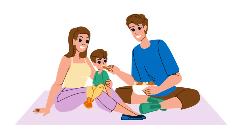 Familia de picnic  Ilustración