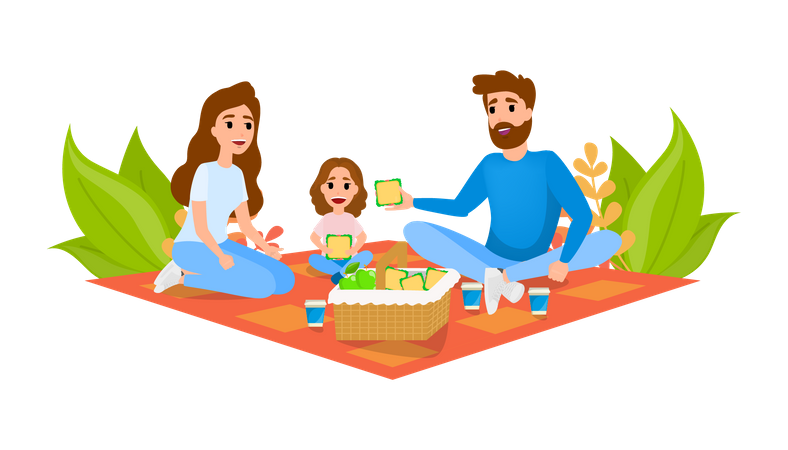 Familia de picnic  Ilustración