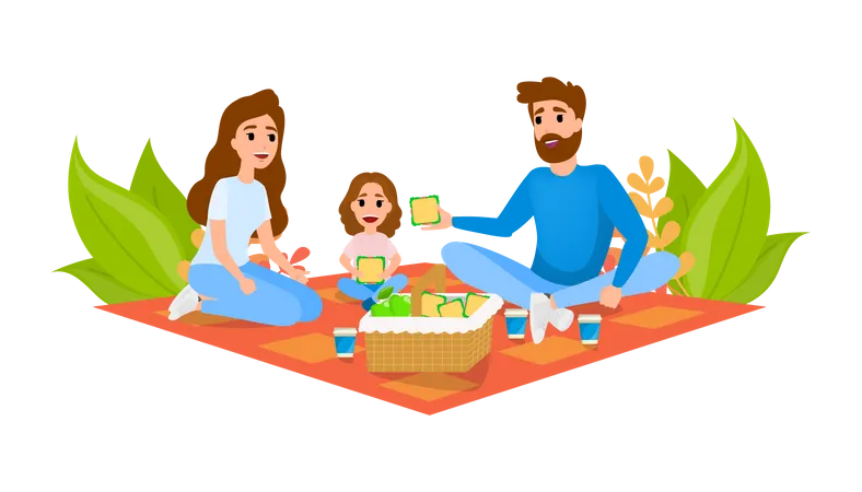 Familia de picnic  Ilustración