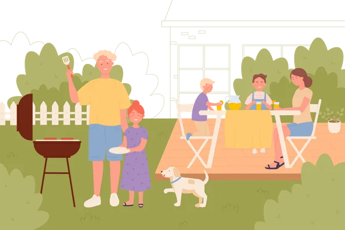 Familia de picnic  Ilustración