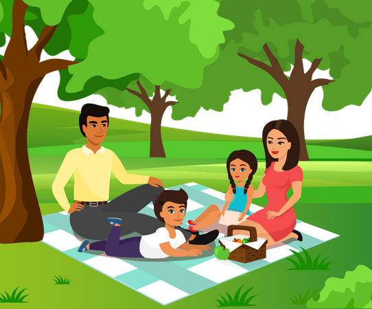 Familia de picnic  Ilustración