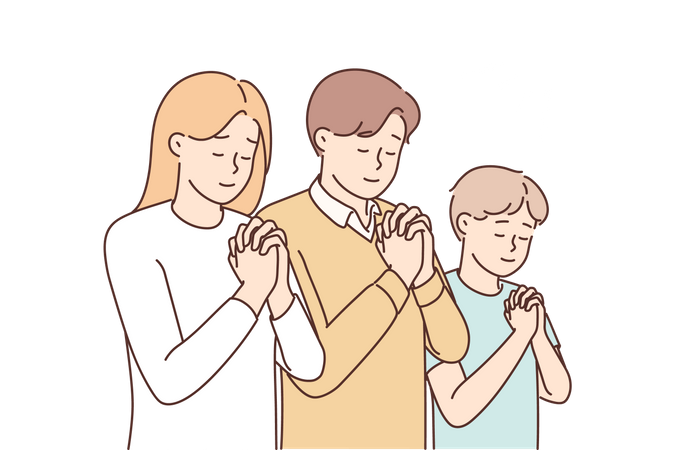 Família fazendo oração  Ilustração
