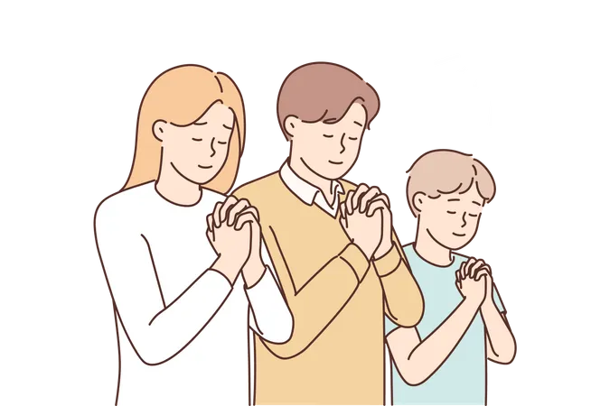Família fazendo oração  Ilustração