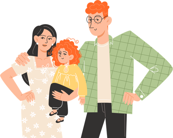 Família feliz, um ao lado do outro  Ilustração