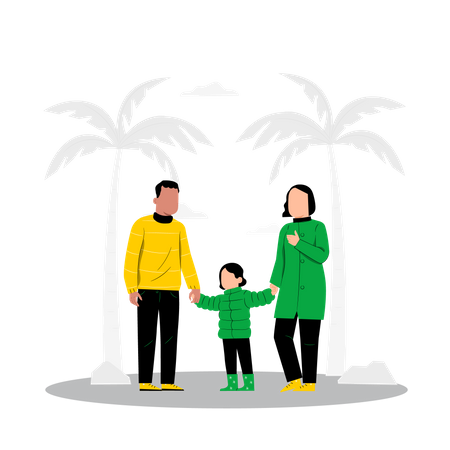 Família feliz, aproveitando as férias de inverno  Ilustração